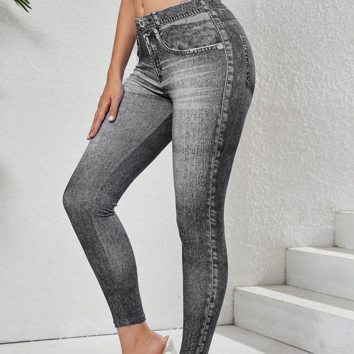 Womens Classic Medium Wash High Waist Skinny Ankle Jeans